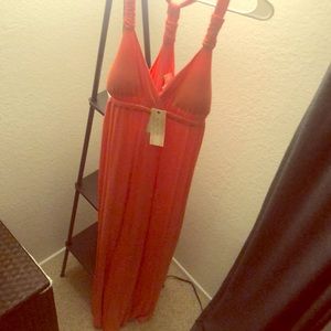 Coral full length summer dress